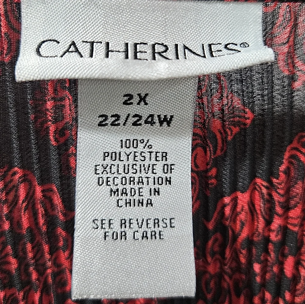 Catherines Womens Top 2X Whimsigoth Fairy Grunge Red Black Witchy Sheer Long - Picture 8 of 8